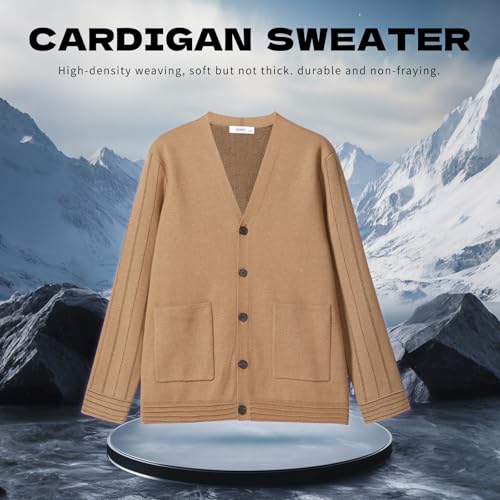 Image of Men's Cardigan Sweater Button Front V-Neck Long Sleeve Knit Sweaters