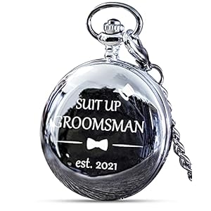 Groomsmen Gifts for Wedding – Perfect for Groomsmen Proposal – ‘Suit Up Groomsman.Est 2021′ Pocket Watch I Will You be…