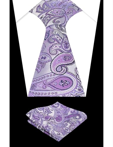 Image of Alizeal Mens 3.15'' Vintage Paisley Tie Pocket Square Set | Elegant Perfect for Banquet Wedding and Party