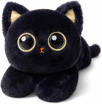 uoozii 20 inch | 4 lb Black Cat Weighted Plush with Unscented Microwave Heating Pad Cute Coolable Heating Weight Plush Warm Gift for Stress and Menstrual Pain Relief