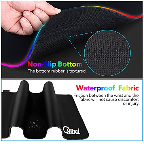 OLLIXIMouse-Pad-Gaming-Tappetino-Mouse-Gaming-RGB-con-14-Effetti-Luce-Tappetino-Mouse-XXL900-X-400-X-4-mm-Superficie-Impermeabile-e-Base-in-Gomma-Antiscivoloper-tabletComputer-PCPS4