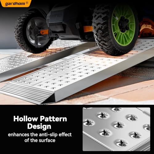 image for Aluminum Shed Ramps 39x11inch, gardhom 2PCS Riding Mower Ramps 1500lbs