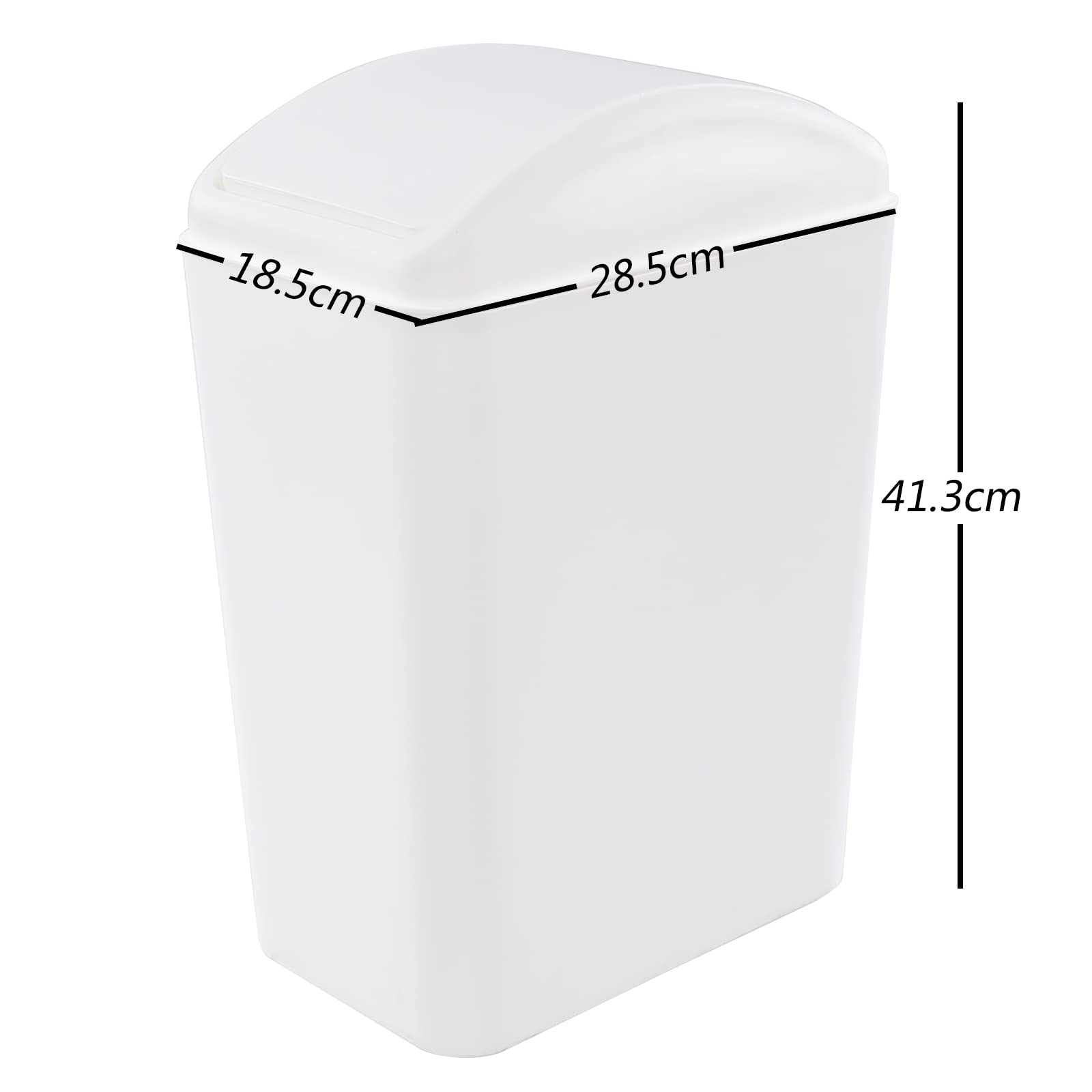 20 L Papelera con Tapa Basculante, Pequeño Cubo de Basura Para Baño, Blanco