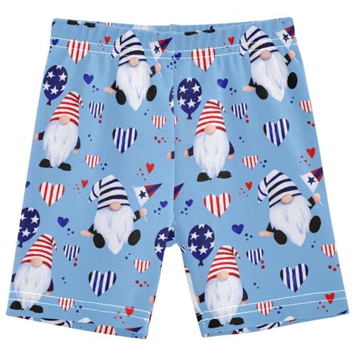 Dallonan Girls Dance Shorts, Toddler Biker Shorts Cartwheel Under Dress Balloon Flag Gnomes Kids Biking Clothes 4-10Y Multi