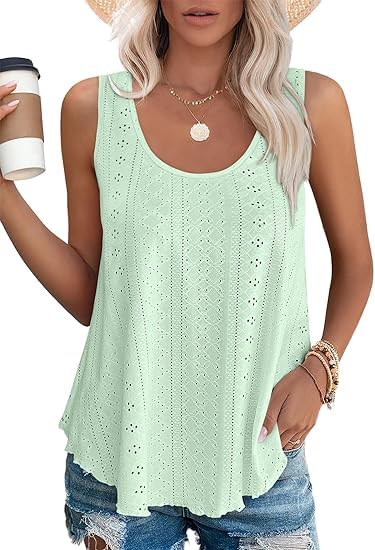DUOEASE Tank Top Damen Sommer Ärmellose Oberteile Sommermode Scoop-Ausschnitt Shirt Damen