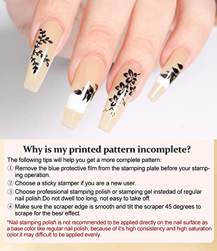 DouborQ White Black Nail Art Stamping Polish with Cuticle Oil Set Manicure Image Stamp Polish Set Print Polish Varnish - Image 5