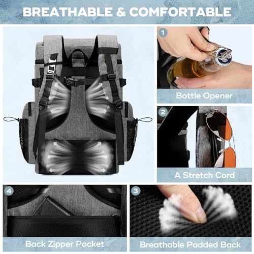 Image of Maelstrom 35 /50 Can Insulated Backpack Cooler, Leakproof Soft Lunch Ice Bag | Keeps Food Cold For 16h, Peva Liner, Durable Nylon, Ergonomic Padding. Perfect For Men, Women, Camping, Beach, Hiking, Travel