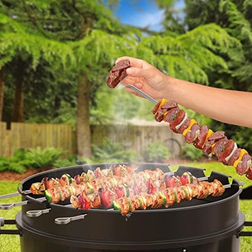 Onlyfire Rotisserie Ring with Kebab Skewer Kit BBQ Grilling Accessories for Weber 57 cm Kettle and Other Similar Kettle Charcoal Grills
