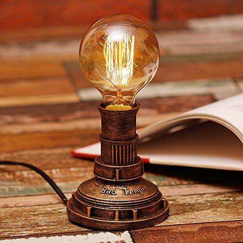 Industrial retro table lamp fashion American creative personality Edison resin pipe lamp bedroom living room reading desk learning energy saving desk lamp ( Color : Gold )