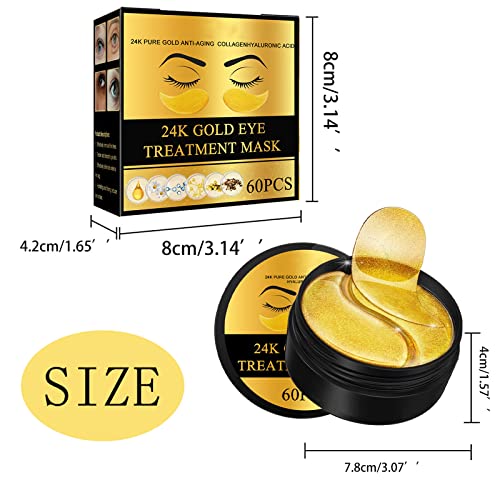 Hearnfox Under Eye Patches,60PCS 24K Gold Under Eye Mask,Eye Skin Care