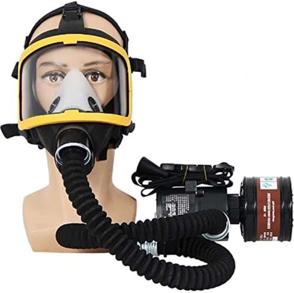 Sistema respirador de cara completa alimentado por aire eléctrico de flujo constante con sello facial de silicona ajustable para pintura en aerosol, soldadura y uso en laboratorio