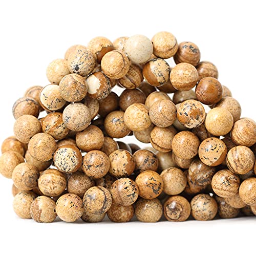 CHEAVIAN 35PCS 10mm Natural Picture Jasper Stone Round Loose Beads for Jewelry Making DIY Findings 1 Strand 15'