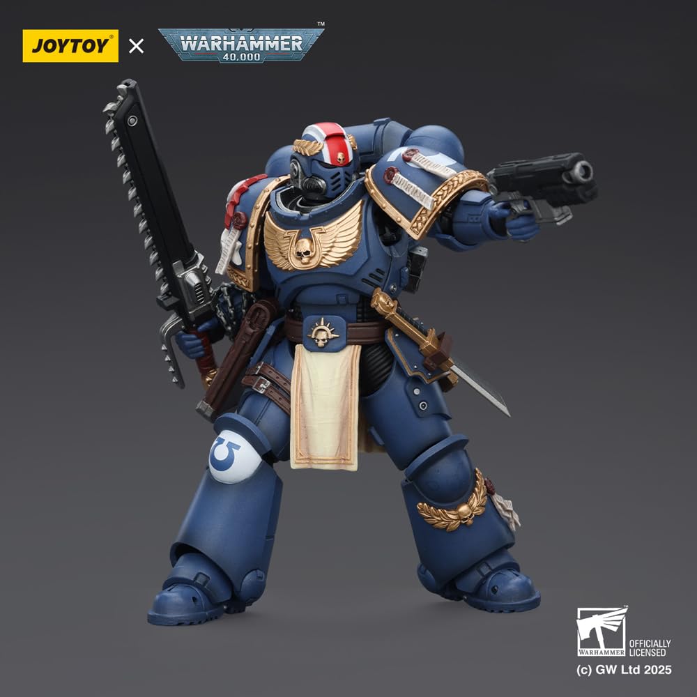 JOYTOY Warhammer 40K Spacemarine Ultramarines Titus z laurami zwycięstwa 1/18 figurka akcji