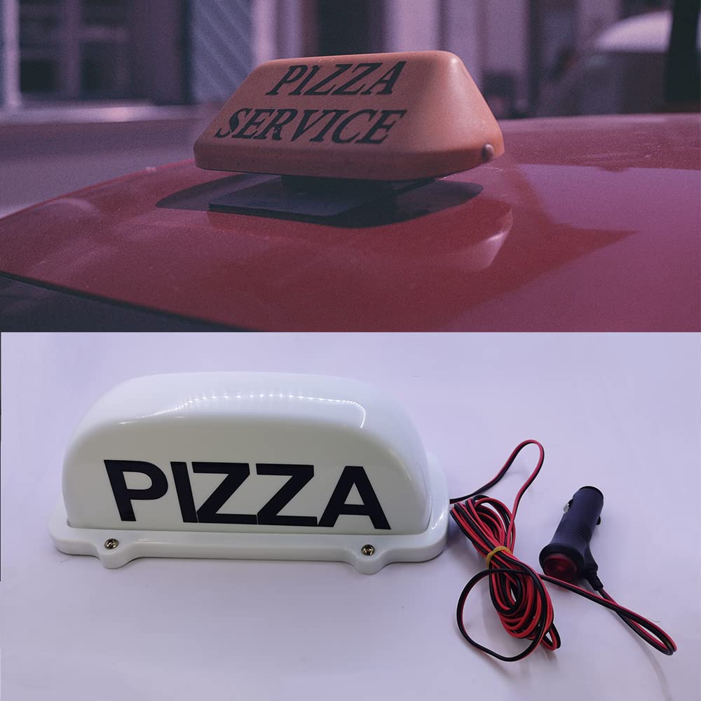 Znak PIZZA, wodoodporne LED światło na dachu samochodu z magnesem, 3-metrowa linia ładowarki. Oświetlony znak na dachu kabiny samochodowej LED (5V USB ładowarka, niebieski)
