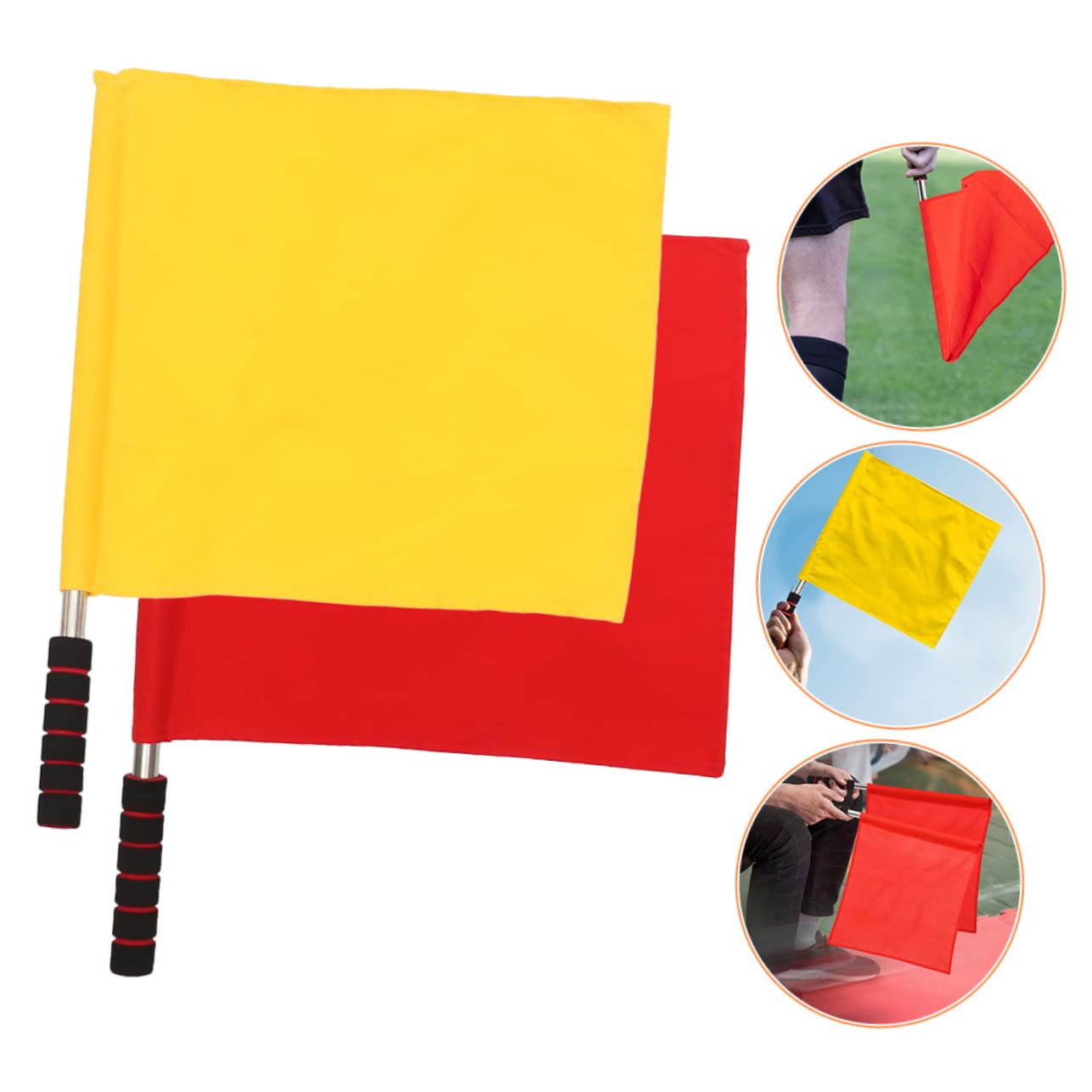 MUSISALY 2Pcs Waving Judge Flags Durable Signal Flags for Sports Events Racing and Traffic Direction Includes Handle Flag