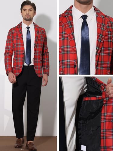 Lars Amadeus Plaid Blazers for Men's Notch Lapel Checked Pattern Wedding Dinner Sports Coat4