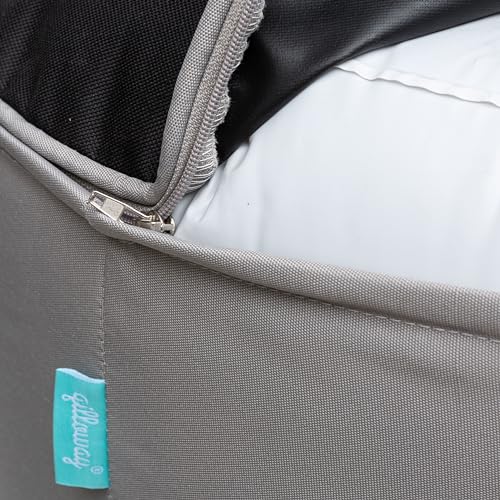 Image of QILLOWAY Inflatable Outdoor Ottoman for Patio, Waterproof Round Pouf, Inflatable Foot Rest, Outdoor Footstool for Poolside, Garden,Camping,Light Grey