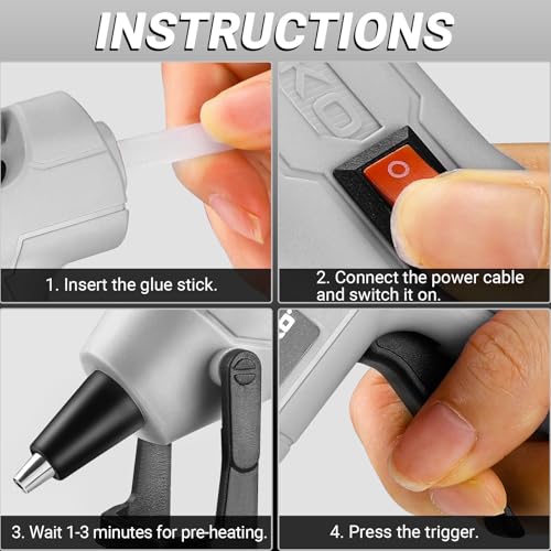 Mini Hot Glue Gun Kit:DEKOPRO 20Watt High Temp Glue Guns Tool with 55-Inch Cord, Includes 30 Glue Sticks for Glue Gun Crafts DIY, School Art, Quick Home Repair (Gray) - Image 6