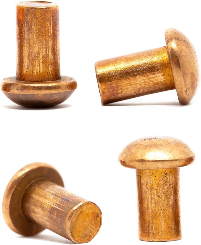 D01D Lot de 20 rivets à tête ronde en cuivre massif M5 (5 mm x 16 mm) DIN 660