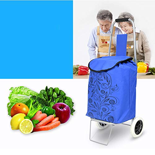 ZHAOHUI Einkaufstrolley Faltbar Mode Aluminiumlegierung Wasserdichtes Oxford-Tuch Gummirad, Hohe Kapazität (Color : Blue… – Bild 7