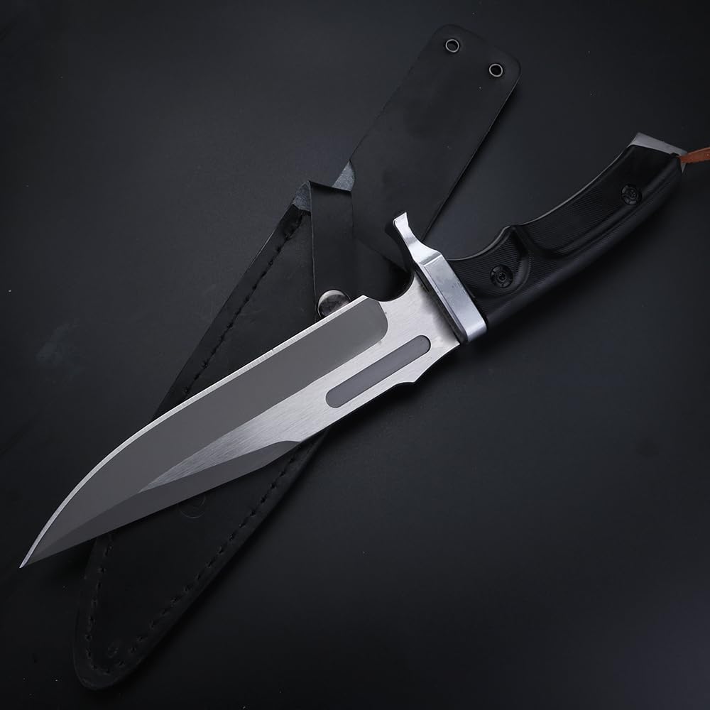 Feste Klinge Survival Band PU Box Weihnachtsgeschenk für Männer feststehendes Messer Whole Tang Outdoor knife Camping knife Geschenk für Männer, Messerserie