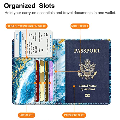 Image of FINTIE Passport Holder, Slim Travel Wallet RFID Blocking Card Case Cover Passport Cover Protector Essentials with Credit Card Slots for Women /Men | Slim