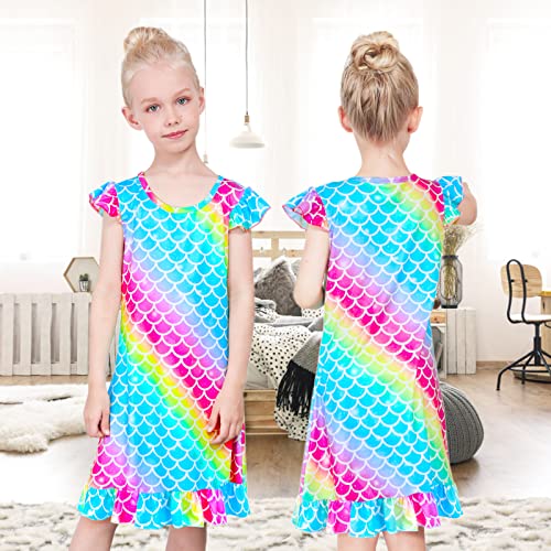 Sylfairy 2pcs Girls Nightgowns, Unicorn Nightgown Princess Pajama Dresses for Girls Sleepwear Nightie4