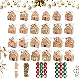 Genérico Cajas de Galletas Navideñas - 24 Unidades de Cajas para Pastelería de Fiesta | Contenedores de de Galleta y Chocolate de Invierno,Para Fiesta Navideña Chocolate Dulces Postre Pastel Galletas