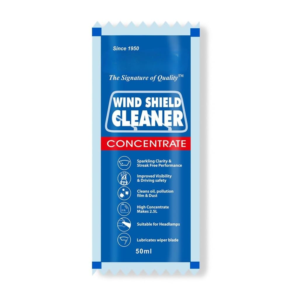 Windshield Washer Fluid Concentrate 50 ml (Pack of 10 × 50 ml) | 20 ml for 1L Tank | Streak-Free Wiper Liquid with Anti-Fog, Bug Remover & Headlight Cleaner | Makes up to 25L-image-1