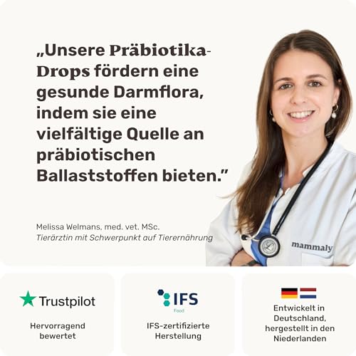 mammaly Probiotika-Drops für Hunde 110g - Verdauungssnacks für Magen Darmflora Aufbau (bei Durchfall, Sodbrennen & Gras fressen) Alternative-Leckerlie zu Heilerde, Kohletabletten als leckere Snacks