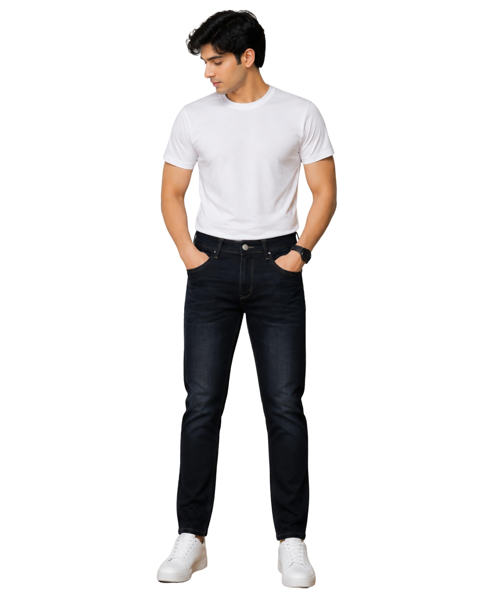 Men's Slim Fit Stretch Denim Jeans Mid Rise-picture-10