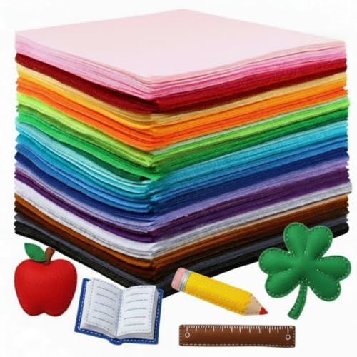 Image of Reginary 120 Pcs 12 x 8 Inch Felt Sheets Bulk for Craft 40 Assorted Color | Felt Fabric Squares Stiff Paper, Back to School Fall Festival Holiday DIY Craft Sewing Patchwork, Felt Book Supplies