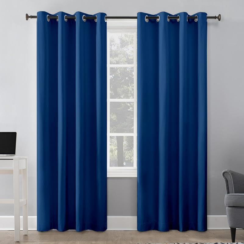 Edenwald 95% Room Darkening Long Door/Shower 9 Feet Curtain, Thermal Insulated Blackout Heavy Polyester Panel, Noise Reduce, Only Single Piece - (Egyptian Blue - 108 Inches)