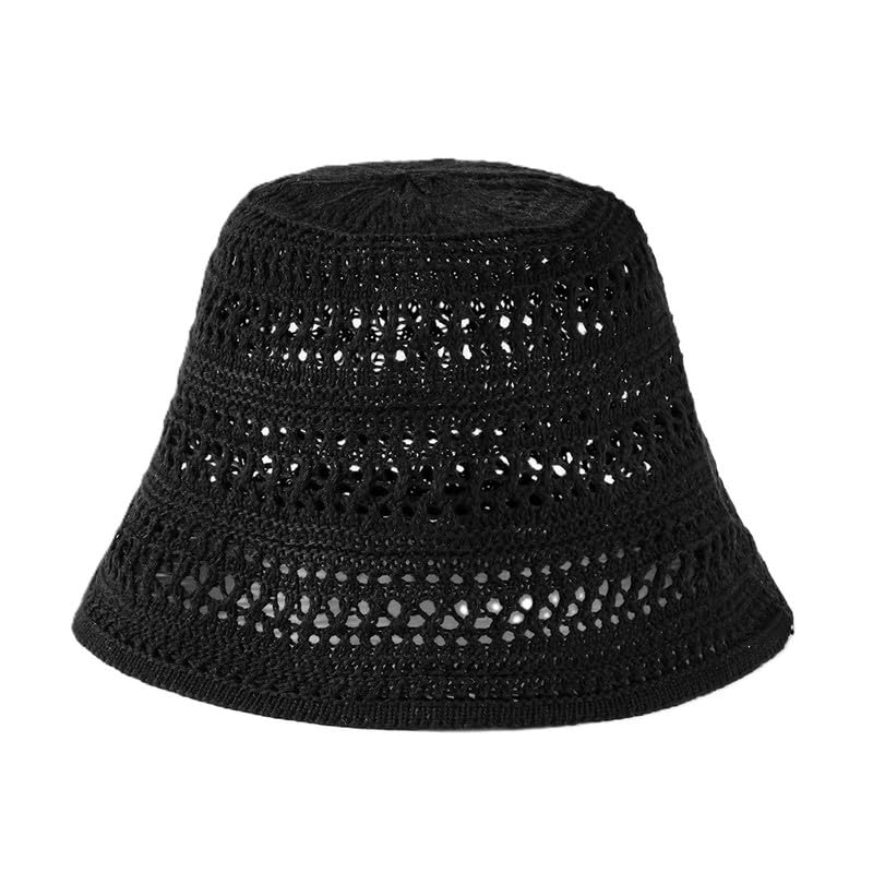 Image of Hair Drama Co. Crochet Bucket Hat for Women | Comfy & Casual Knit Handmade Foldable Floppy Hat | Summer Crochet Bucket Cap for Women & Girls