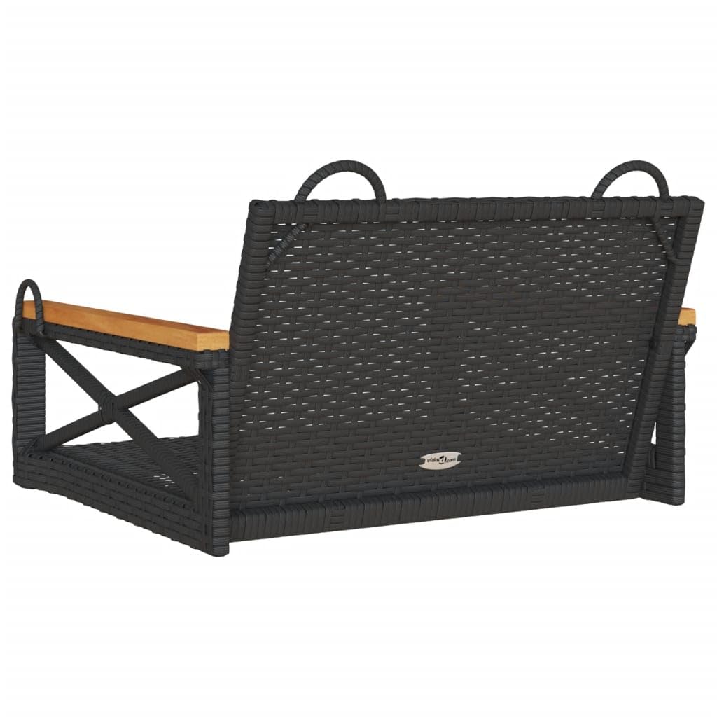 Banco Columpio de ratán sintético Negro 63x62x40 cm, Columpio Jardin Exterior, Balancin Jardin Exterior, Muebles Jardin Exterior, Balancin Balcon - 368170