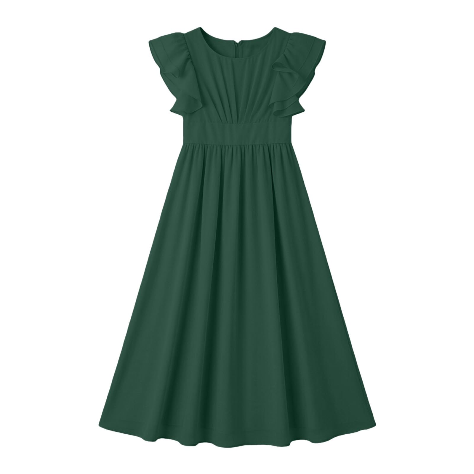 Abiti da ragazza di fiore Junior Abito da damigella d'onore Ragazze Abito da ballo Prom Bambini Flowy Manica a volant A-Line Pieghe Abiti da principessa Festa di compleanno Abiti da sposa