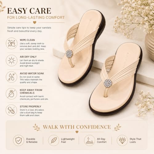 Image of Women Stylish Toe Ring Flats | Cushioned Comfort Slip-On Sandals | Anti-Slip Daily Wear| Lightweight Casual Footwear KS913