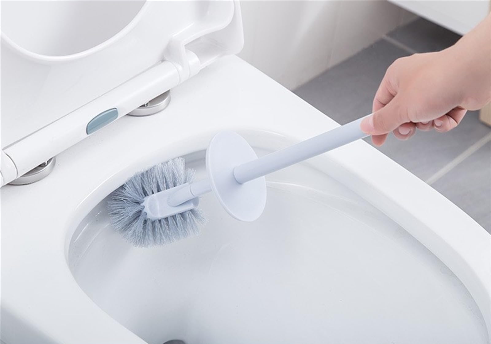 Escobilla WC Escobilla De Baño Escobilla De Inodoro De Plástico con Base Escobilla De Inodoro De Diseño Compacto E Independiente Escobilla de Baño(Blue)