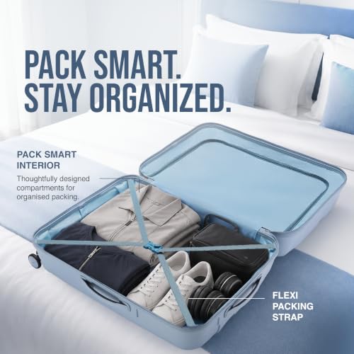 Image of American Tourister Ivy 2.0|Medium Size Check-in Spinner Trolley Bag (68 cm)|360 8 Wheel Travel Luggage|Hard Case Polypropylene (PP) Suitcase|Combination Lock|Blue Frog