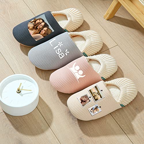 Heel Wrapped Cotton Slippers Personalized Customization Warmth For Autumn And Winter Plush Added Home Flooring Anti-Skid Soft Sole Silent Japanese Style (Beige (Cotton Stripe)) #TOP6