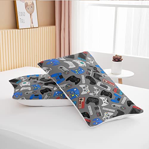 Bedmust Gaming Bedding Sets For Boys - Video Game Full Playstation Bedding Duvet Cover With 2 Pillowcases - Gamer Bedding Set With Lightning Star Game Bed Set For Kids Bedroom (Full, Grey) #TOP5