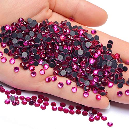 Image of 3000 Pieces Hot Fix 3MM Glass Flatback Rhinestones HotFix Round Crystal Gems (Rose Pink, SS10)