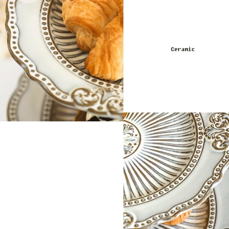 French Multi Layered Ceramic Cake Pastry Fruit Platter Snack Tray in The Living Room