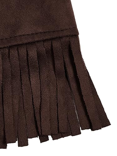 Image of Verdusa Girl's Faux Suede Tassel Vest 70s Hippie Cardigan Cowgirl Fringe Jacket