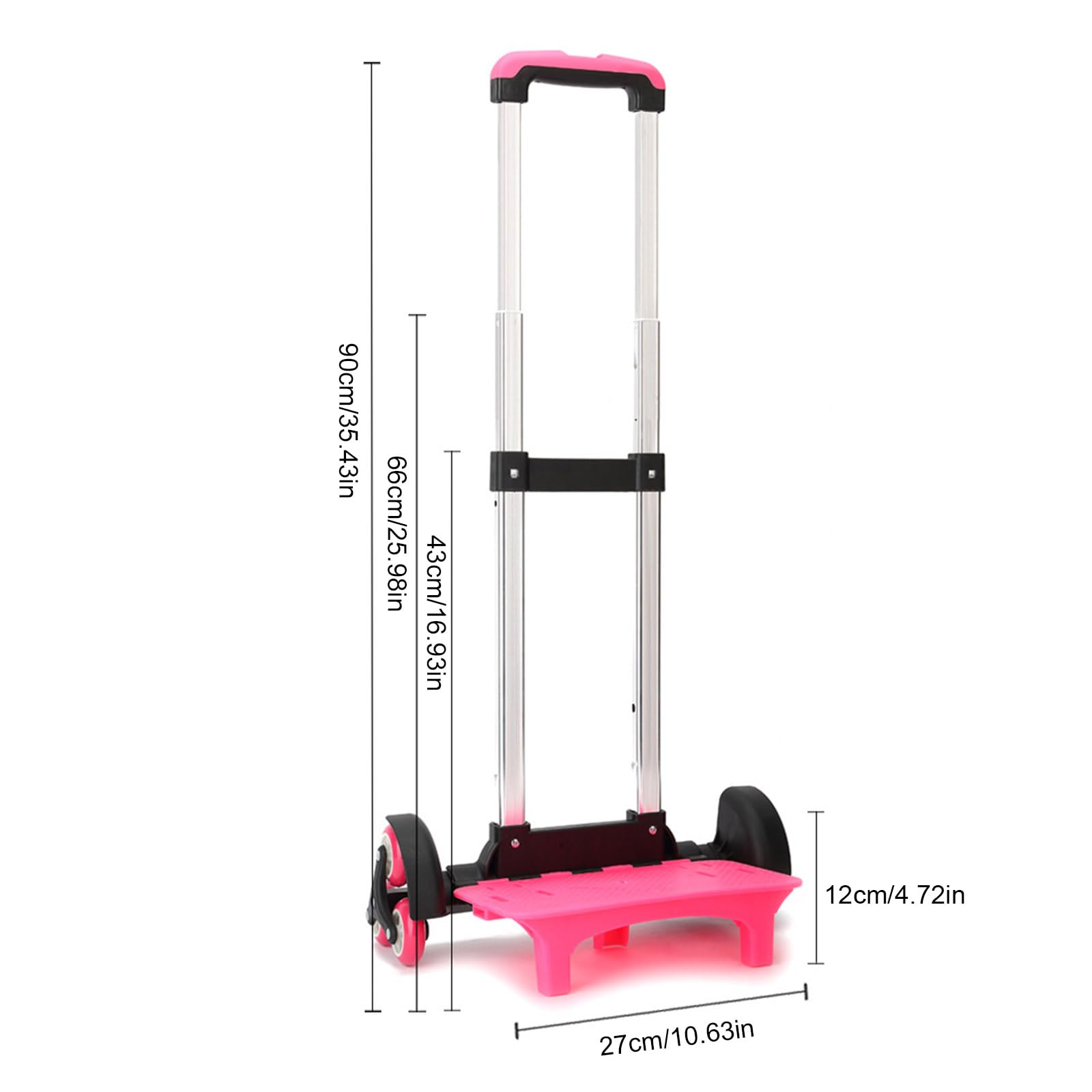 Carro plegable de 6 ruedas con asa telescópica, equipaje de viaje para mochilas escolares