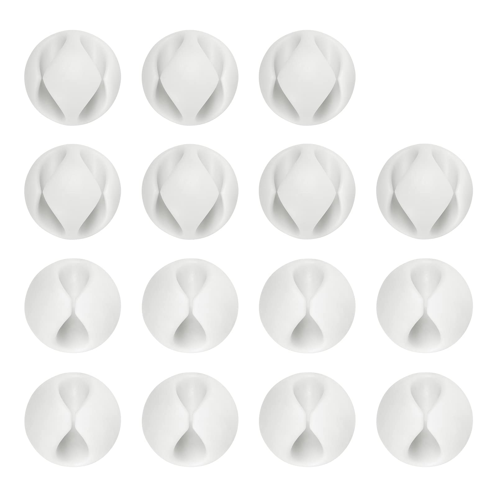 URAQT Organizador Cables Escritorio, 15pcs USB Clips de Cable Duraderos con Autoadhesivo Fuerte, Sujeta Cables Adhesivo, Cable Management para TV PC Laptop Cargador o Ratón Hogar Oficina (Blanco)