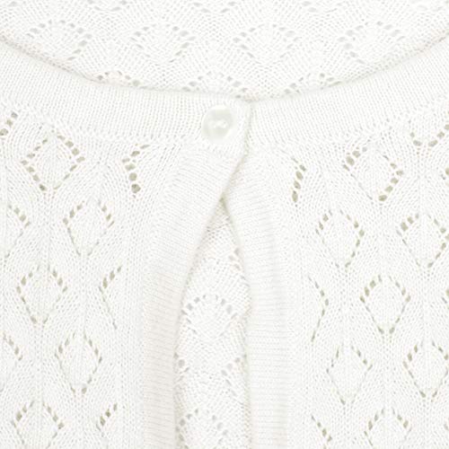 Bolerose Girls Long Sleeve Pointelle Knit Childrens Kids Bolero Shrug (Off-White, 7-8 Yrs) #TOP1