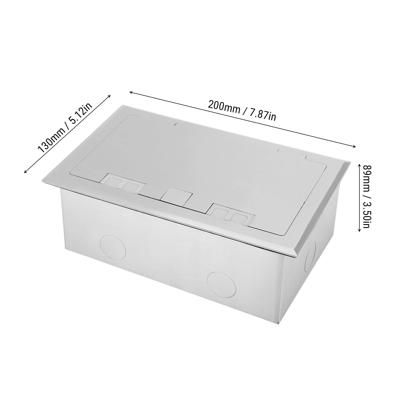 Zerodis Scatola di Derivazione da Pavimento, 3 Prese 16A 4000W Kit Presa Elettrica da Incasso a Pavimento in Acciaio Inossidabile con Ritardante di per Ufficio, Hotel, Scuo