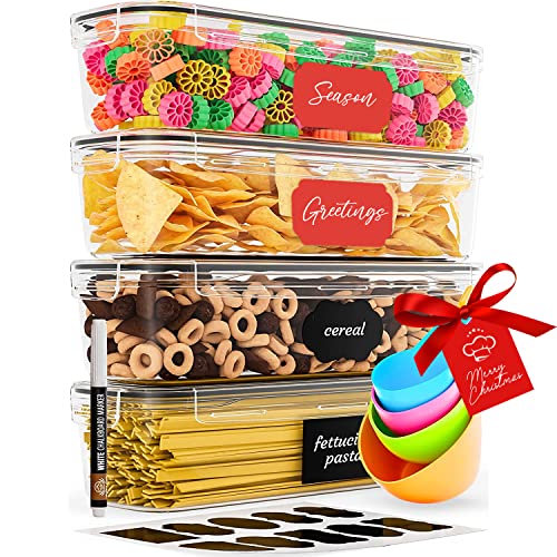 Chef’s Path Boîte de Rangement Cuisine Lot de 4 Bocaux Hermetiques Alimentaires pour Stocker Pâtes Spaghettis Bonbons - Conservation des Aliments Sans BPA (2,3L) Cover