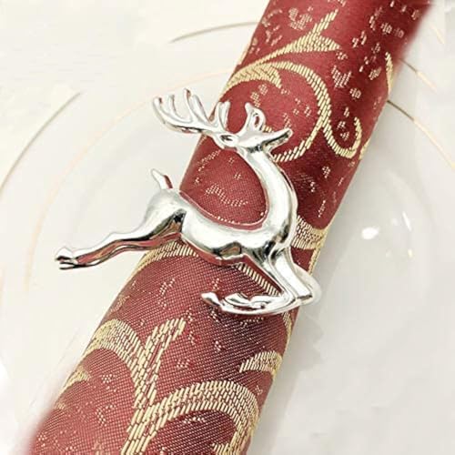 DoBthing Napkin Rings Set of 6 Silver Set of 6 Napkin Rings Christmas, Holidays, Thanksgiving Deer